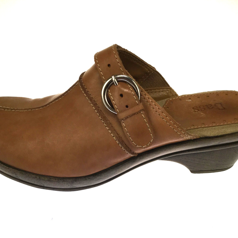 Bass Leona Women's Brown Buckle Slip-on Mule sz 7 - Picture 2 of 4